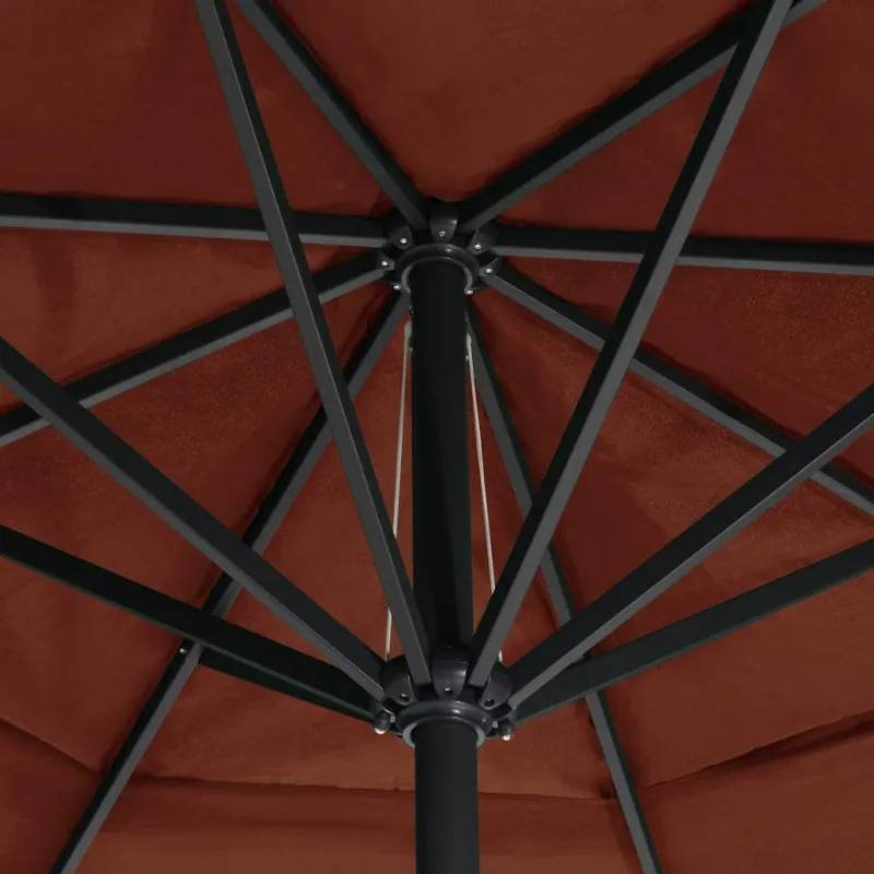 Sodo skėtis nuo saulės su aliuminio stulpu, terakota, 600cm