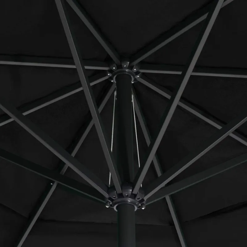 Sodo skėtis nuo saulės su aliuminio stulpu, juodas, 600cm