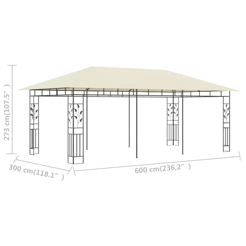 Pavėsinė su tinkleliu nuo uodų, kreminės spalvos, 6x3x2,73m