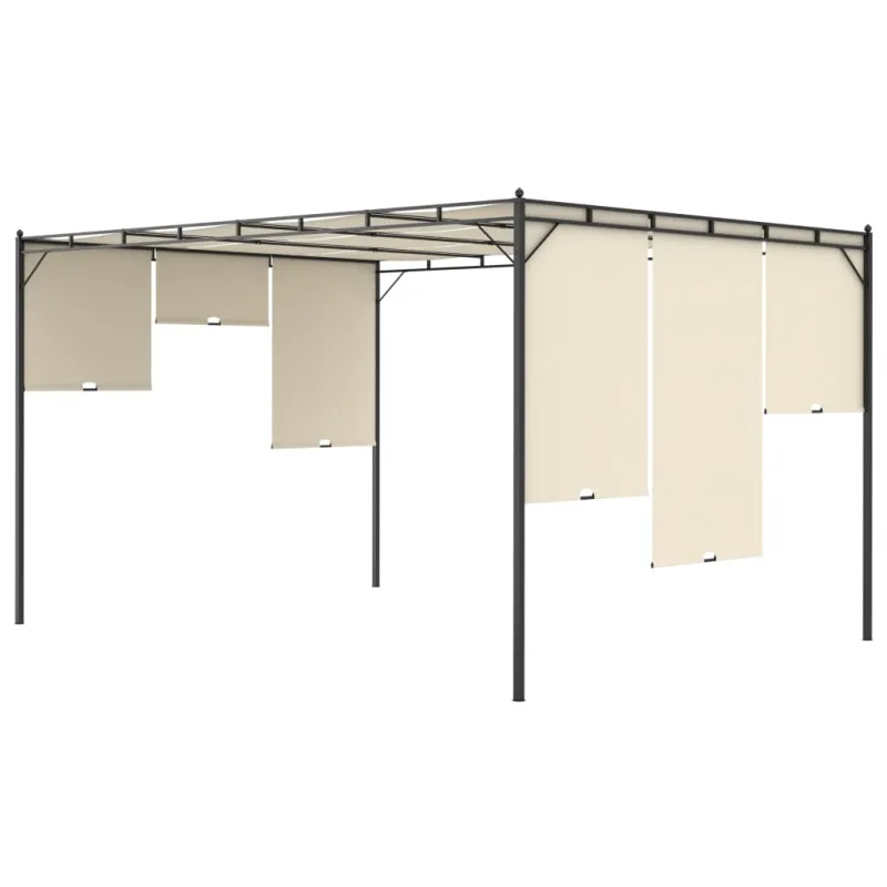 Sodo pavėsinė su šonine užuolaida, kreminės spalvos, 4x3x2,25m