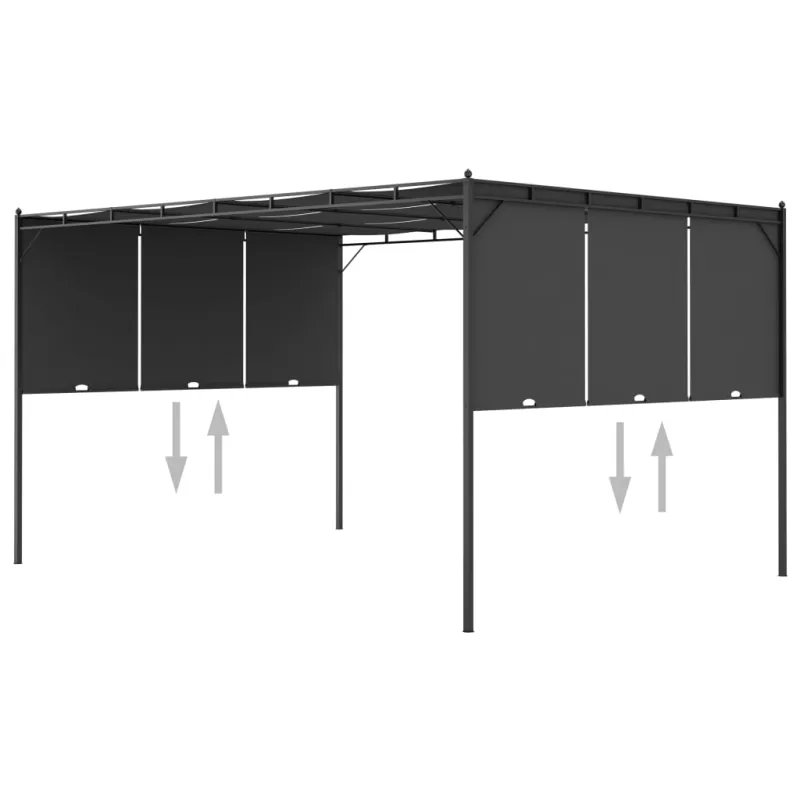 Sodo pavėsinė su šonine užuolaida, antracito spalvos, 4x3x2,25m