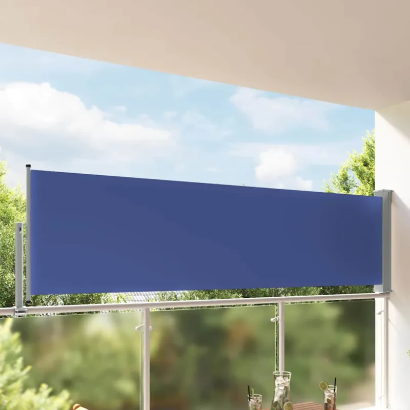 Ištraukiama šoninė kiemo pertvara, mėlynos spalvos, 100x300cm
