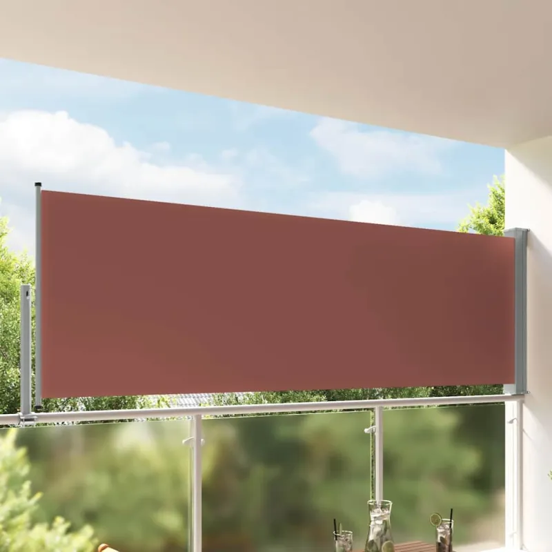 Ištraukiama šoninė kiemo pertvara, rudos spalvos, 120x300cm