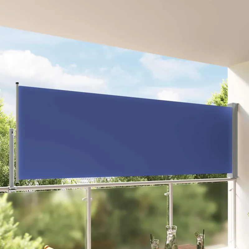 Ištraukiama šoninė kiemo pertvara, mėlynos spalvos, 120x300cm
