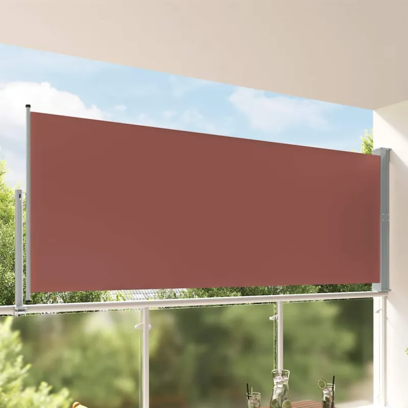 Ištraukiama šoninė kiemo pertvara, rudos spalvos, 140x300cm