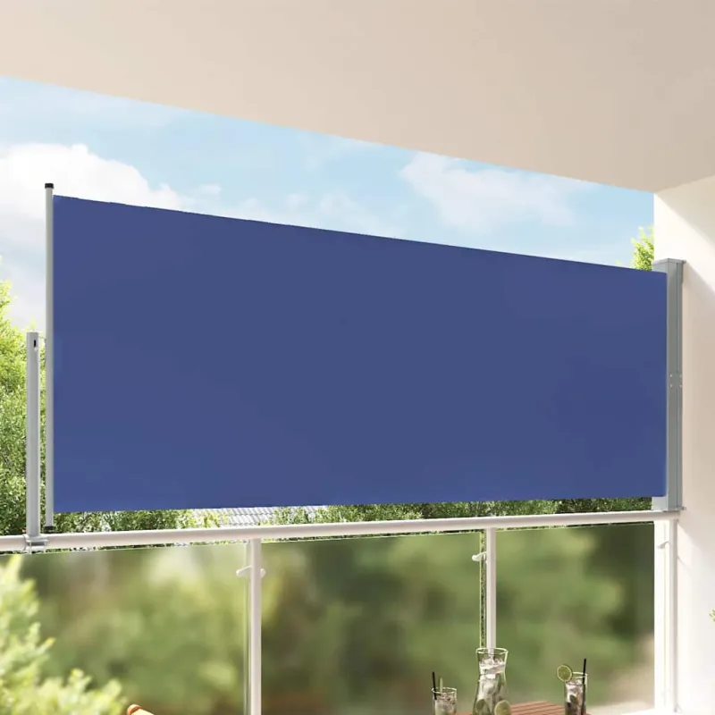 Ištraukiama šoninė kiemo pertvara, mėlynos spalvos, 140x300cm