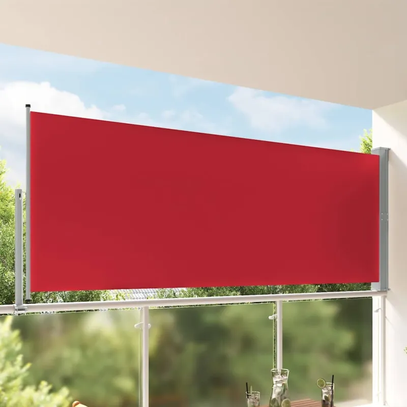 Ištraukiama šoninė kiemo pertvara, raudonos spalvos, 140x300cm