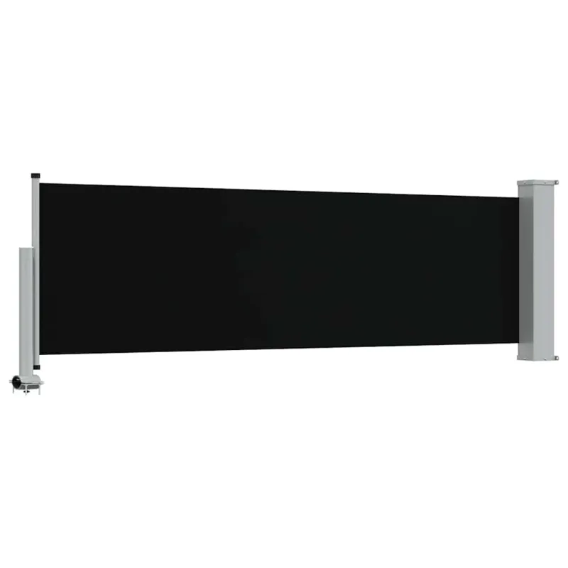 Ištraukiama šoninė kiemo pertvara, juodos spalvos, 80x300cm