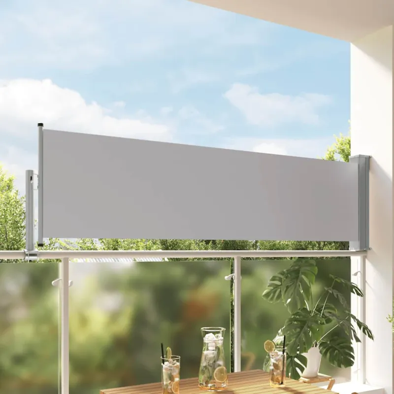 Ištraukiama šoninė kiemo pertvara, pilkos spalvos, 80x300cm