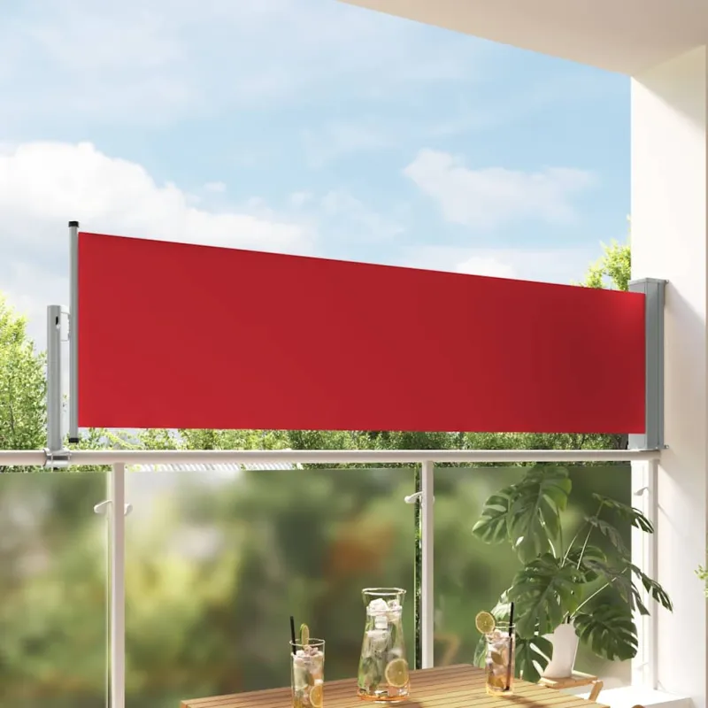 Ištraukiama šoninė kiemo pertvara, raudonos spalvos, 80x300cm