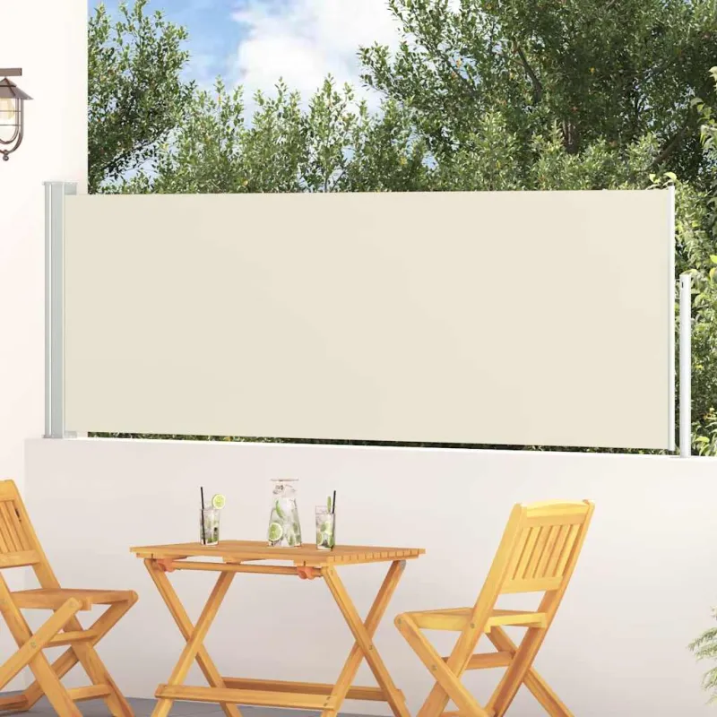 Ištraukiama šoninė kiemo pertvara, kreminės spalvos, 100x300cm