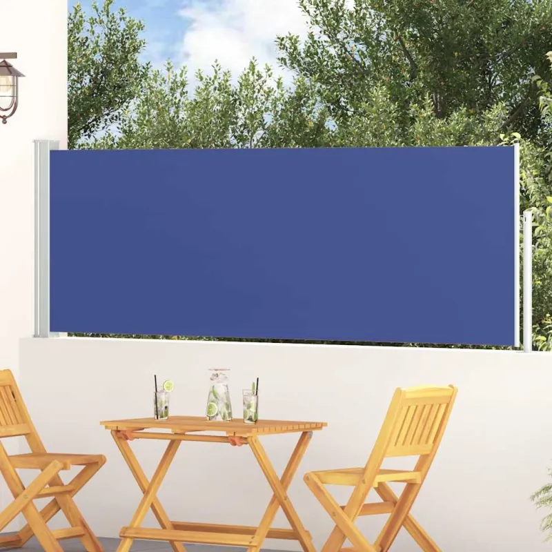 Ištraukiama šoninė kiemo pertvara, mėlynos spalvos, 100x300cm