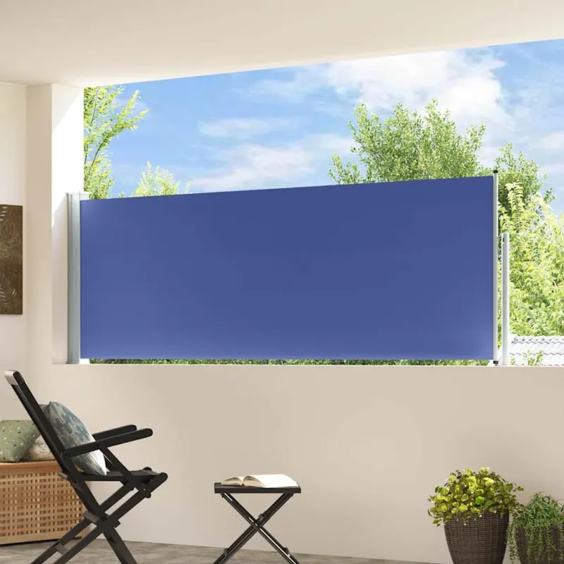 Ištraukiama šoninė kiemo pertvara, mėlynos spalvos, 100x300cm