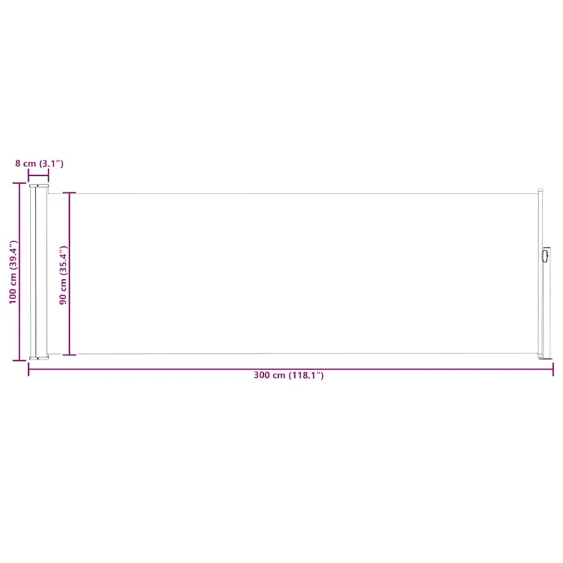 Ištraukiama šoninė kiemo pertvara, rudos spalvos, 100x300cm