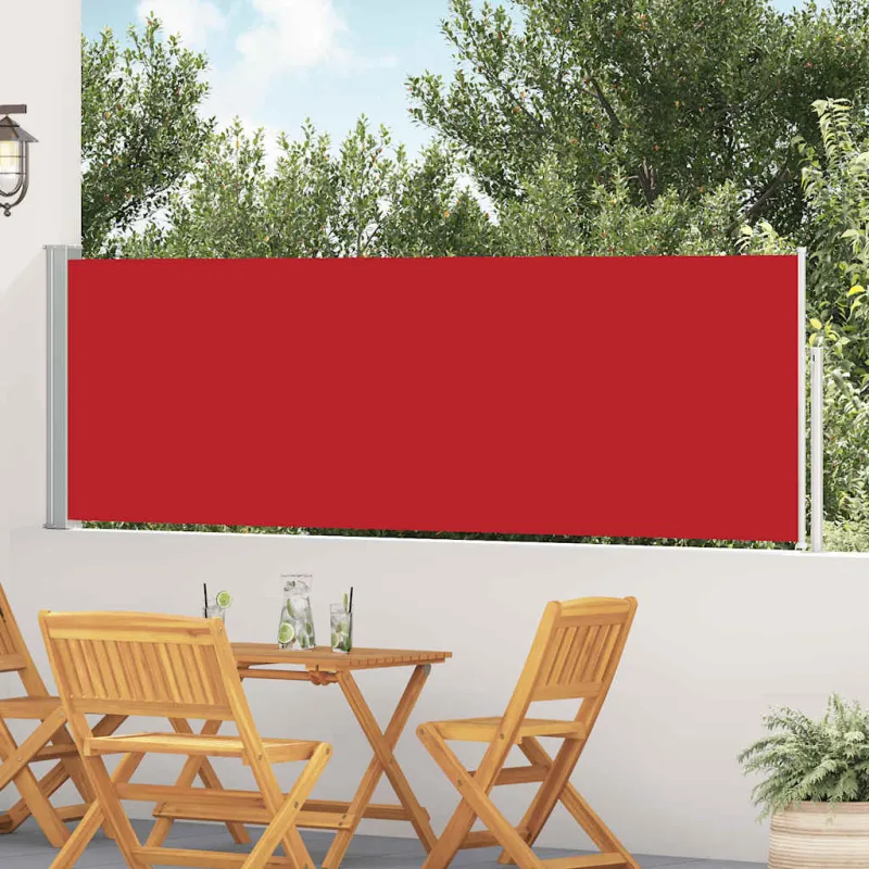 Ištraukiama šoninė kiemo pertvara, raudonos spalvos, 100x500cm