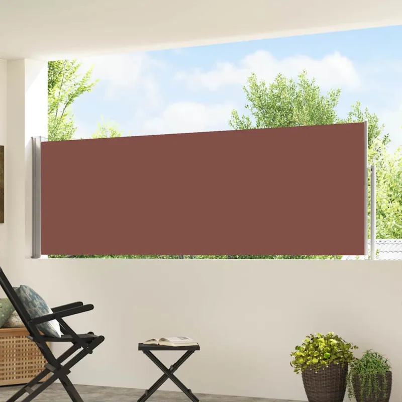 Ištraukiama šoninė kiemo pertvara, rudos spalvos, 100x500cm