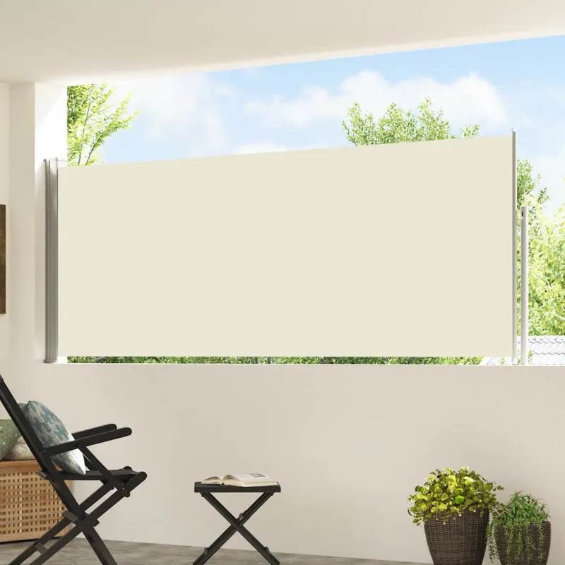 Ištraukiama šoninė kiemo pertvara, kreminės spalvos, 120x500cm