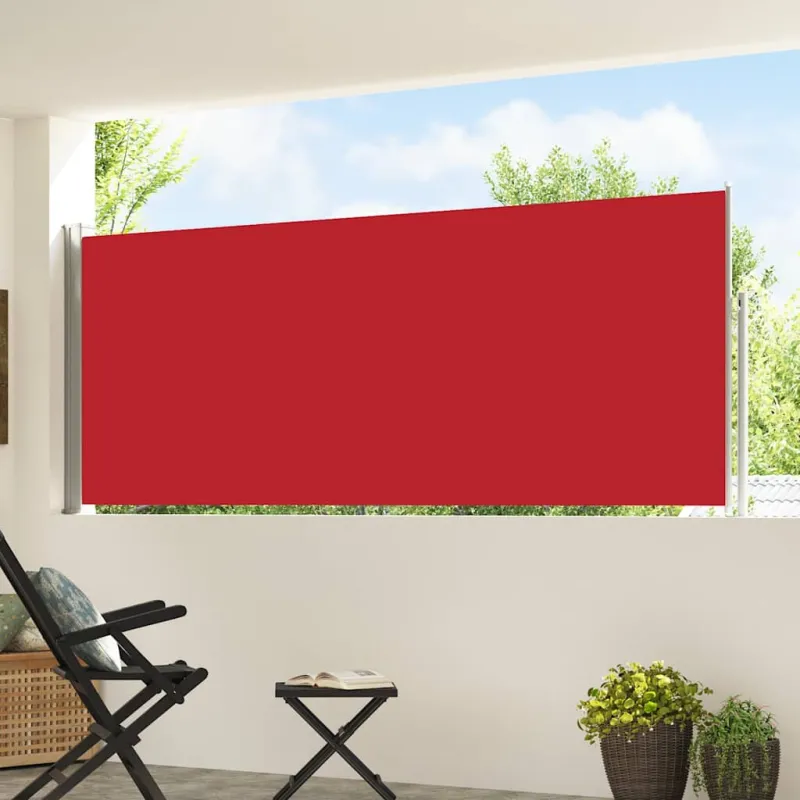 Ištraukiama šoninė kiemo pertvara, raudonos spalvos, 120x500cm