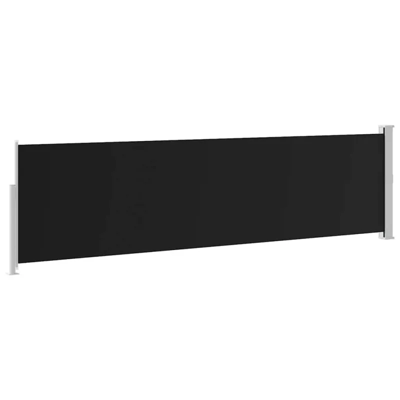 Ištraukiama šoninė kiemo pertvara, juodos spalvos, 140x500cm