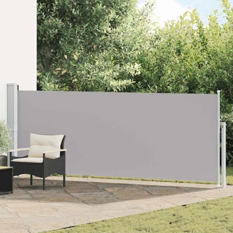 Ištraukiama šoninė kiemo pertvara, pilkos spalvos, 140x500cm