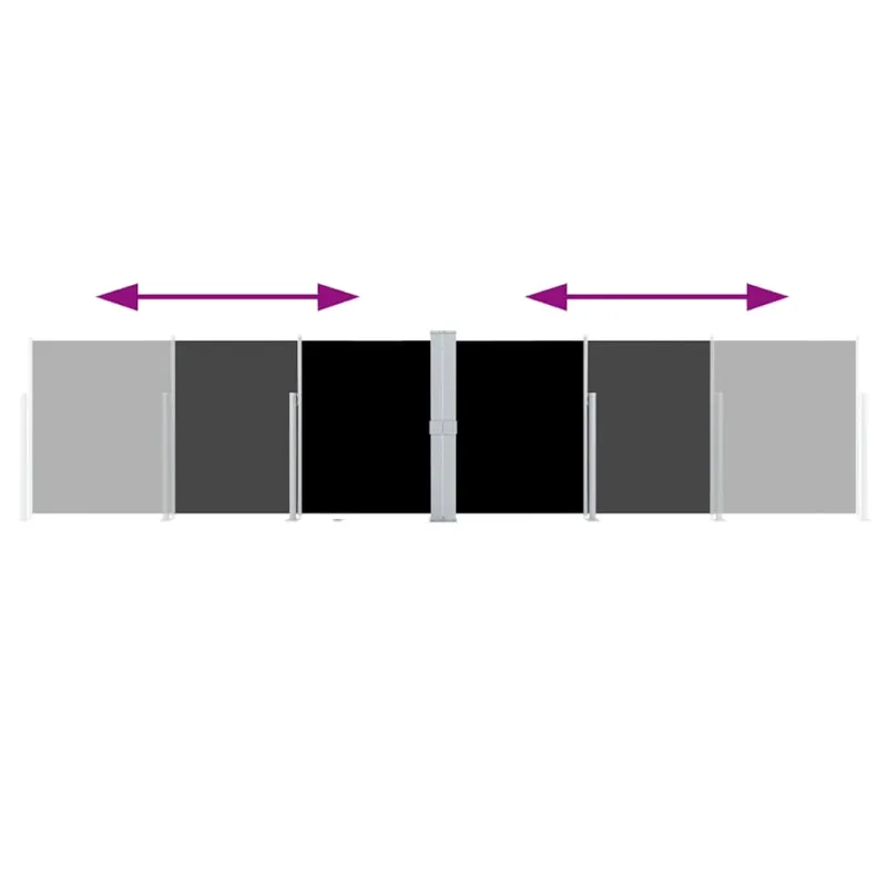 Ištraukiama šoninė pertvara, juodos spalvos, 140x600cm