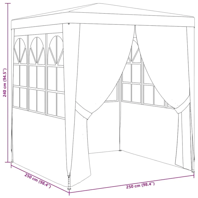Palapinė su šoninėmis sienomis, mėlyna, 2,5x2,5m, 90g/m²