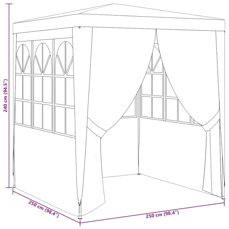 Proginė palapinė su sienomis, žalia, 2,5x2,5m, 90g/m²
