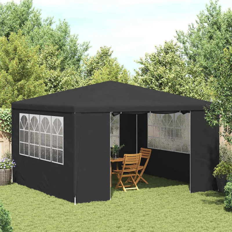 Proginė palapinė su šoninėmis sienomis, antracito, 4x4m, 90g/m²