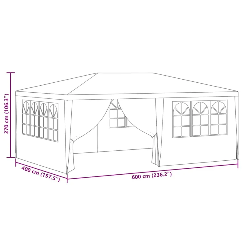 Proginė palapinė su šoninėmis sienomis, antracito, 4x6m, 90g/m²