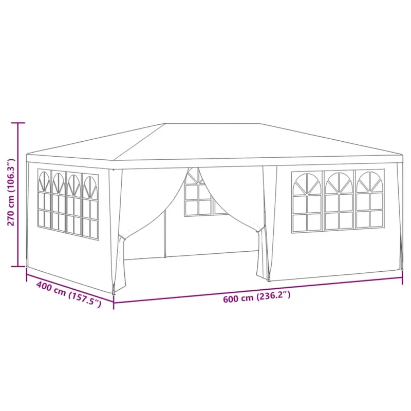 Proginė palapinė su šoninėmis sienomis, žalia, 4x6m, 90g/m²