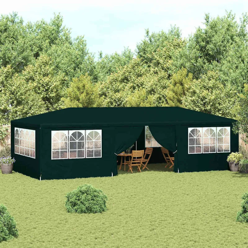 Proginė palapinė su šoninėmis sienomis, žalia, 4x9m, 90g/m²