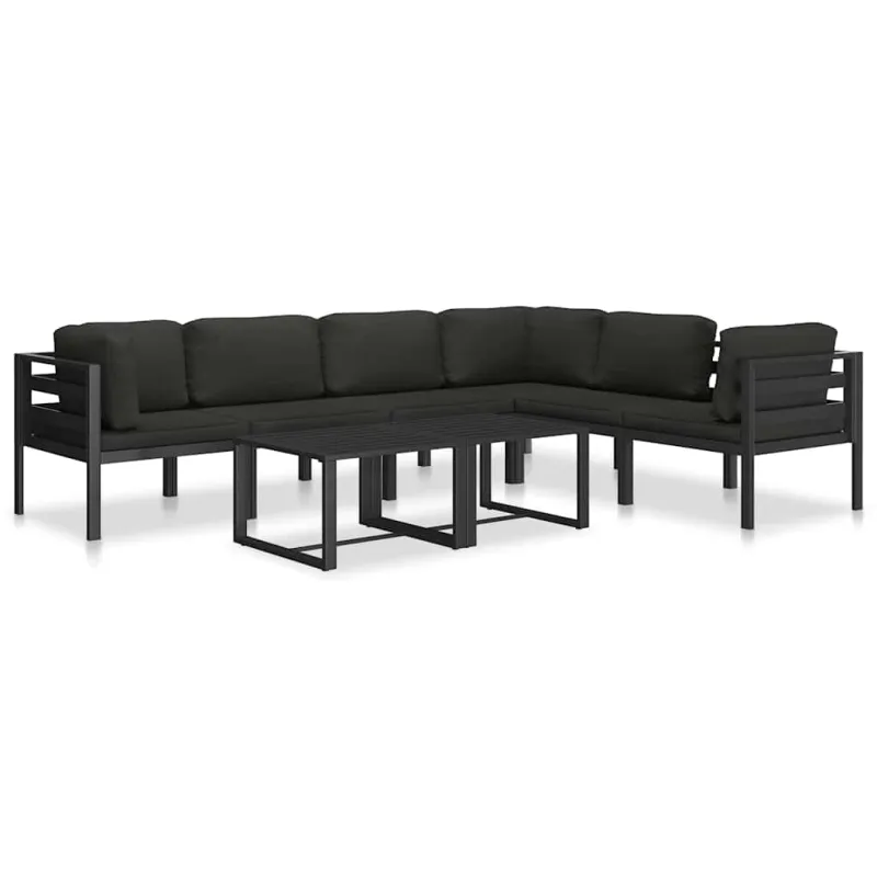 Modulinė kampinė sofa su pagalvėmis, antracito, aliuminis