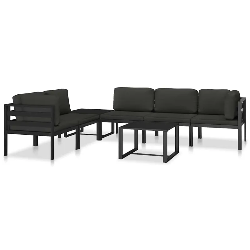 Modulinė kampinė sofa su pagalvėmis, antracito, aliuminis