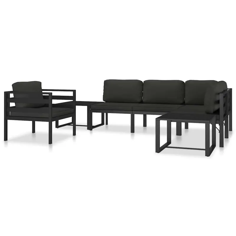 Modulinė kampinė sofa su pagalvėmis, antracito, aliuminis