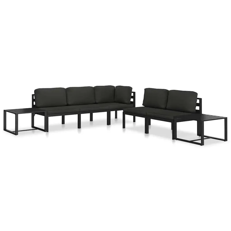 Modulinė kampinė sofa su pagalvėmis, antracito, aliuminis