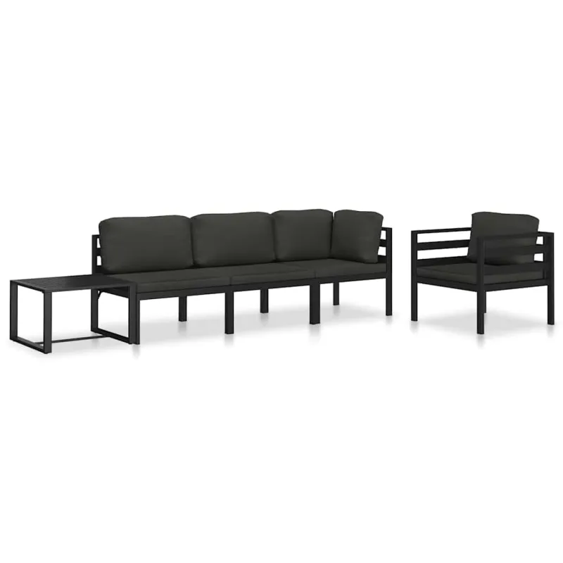 Modulinė kampinė sofa su pagalvėmis, antracito, aliuminis
