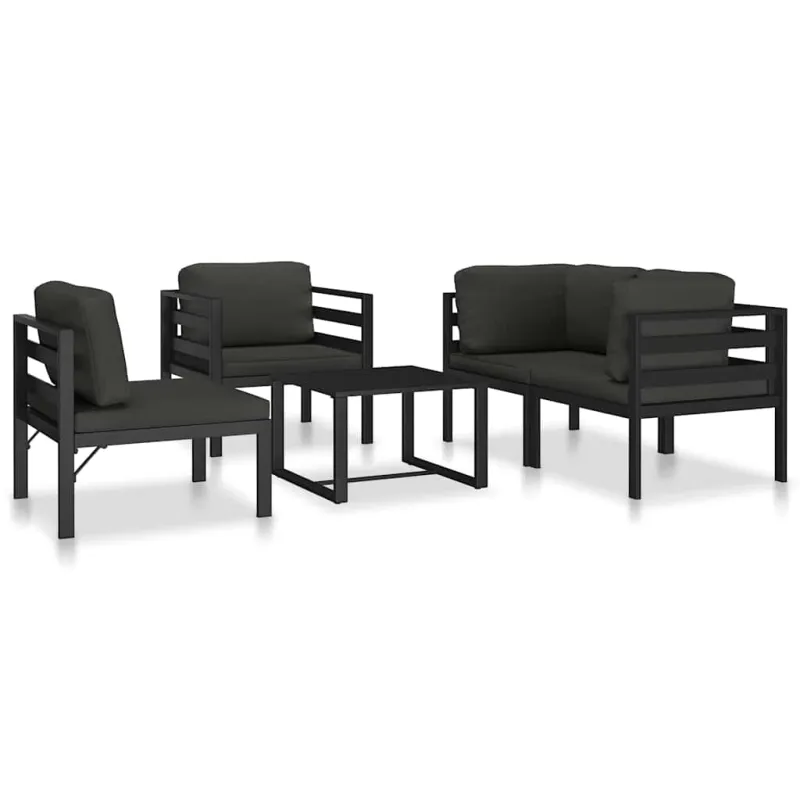 Modulinė kampinė sofa su pagalvėmis, antracito, aliuminis