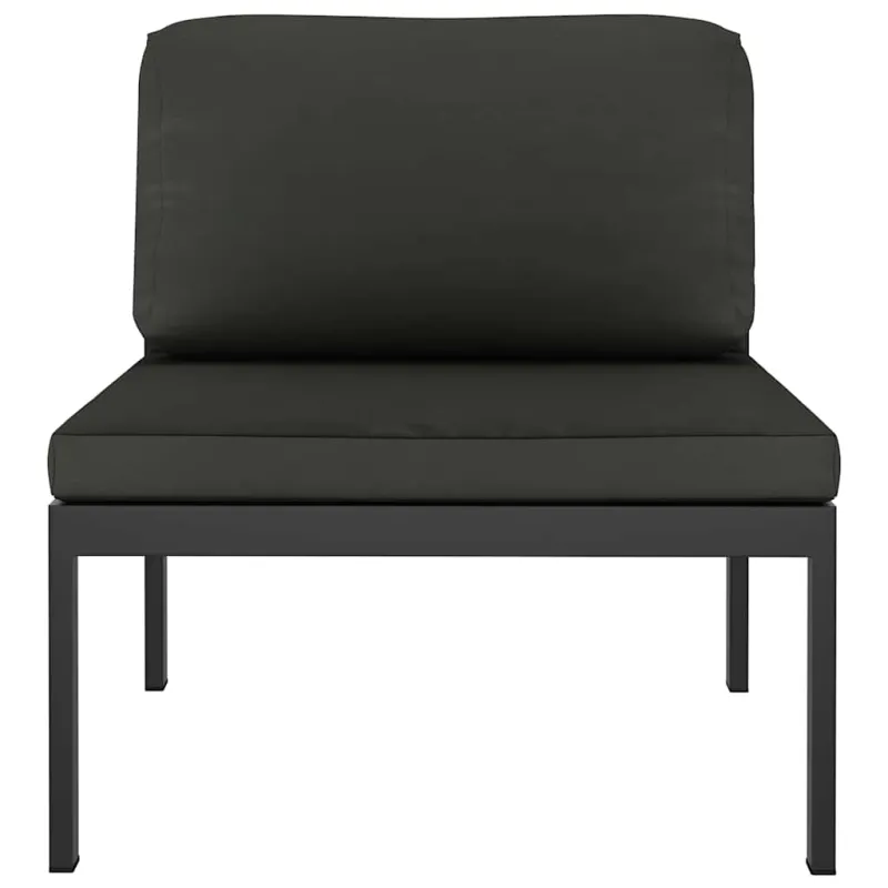 Modulinė vidurinė sofa su pagalvėmis, antracito, aliuminis