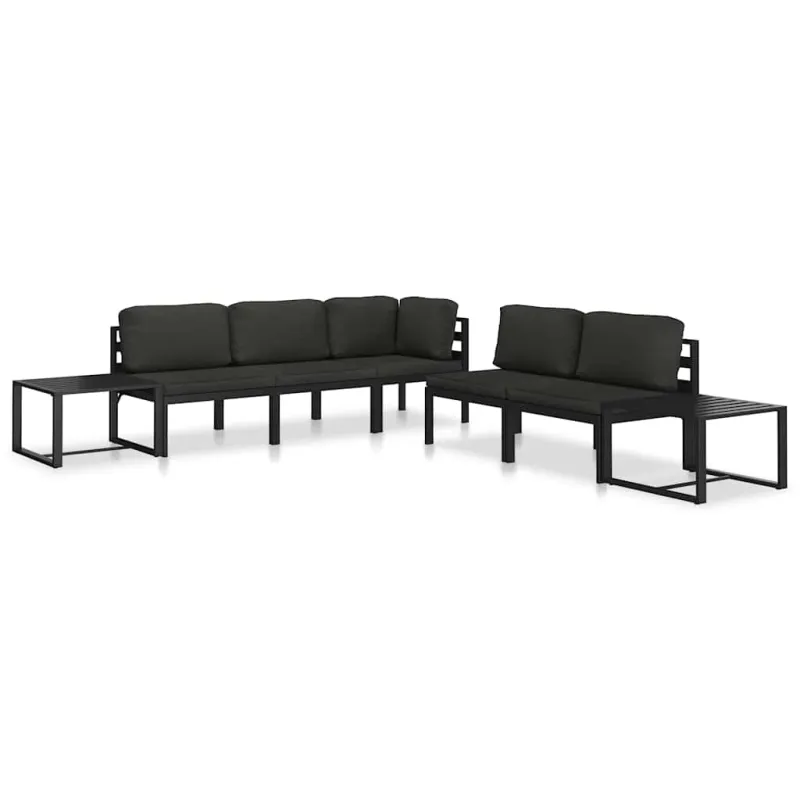 Modulinė vidurinė sofa su pagalvėmis, antracito, aliuminis