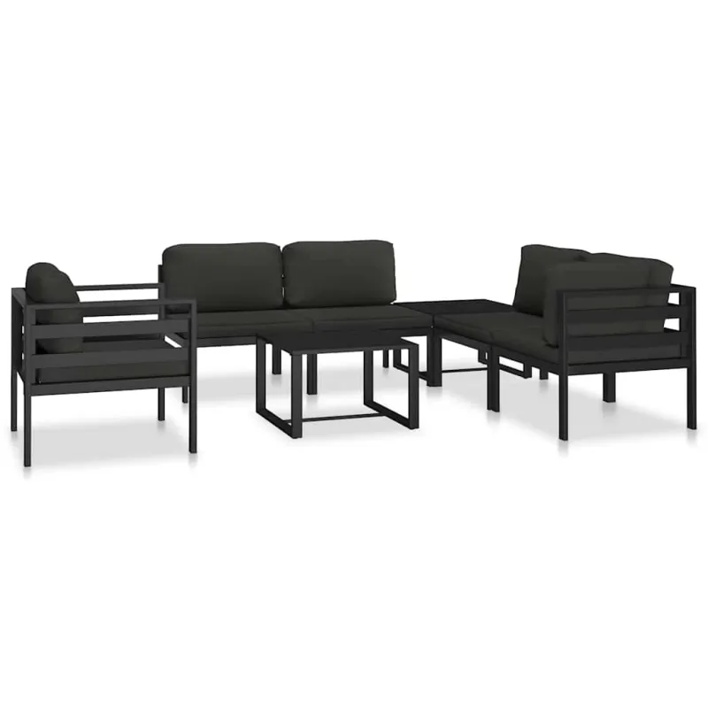 Vienvietė sofa su pagalvėlėmis, antracito spalvos, aliuminis