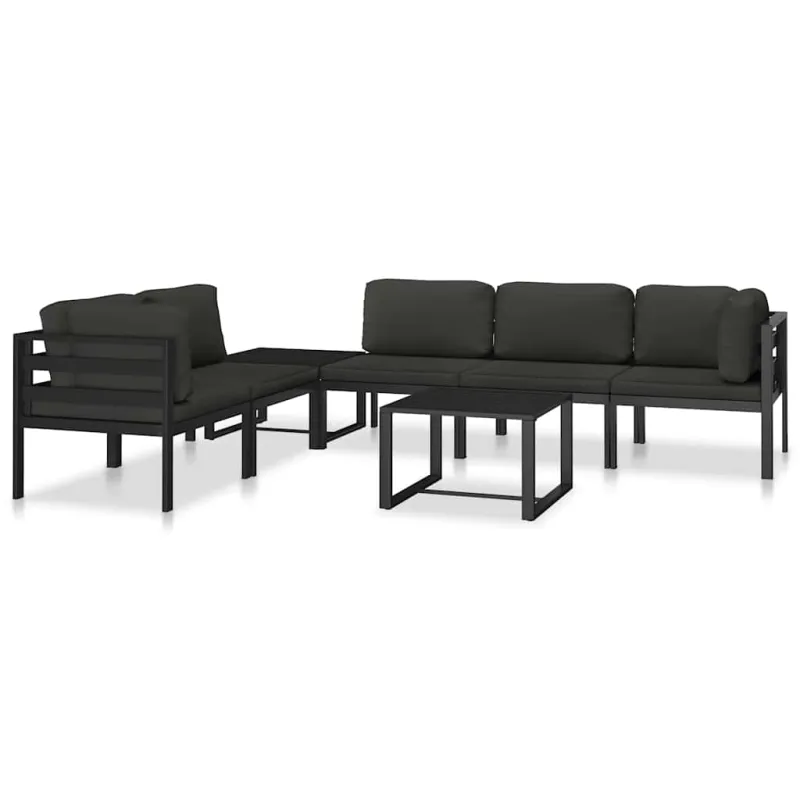 Vienvietė sofa su pagalvėlėmis, antracito spalvos, aliuminis