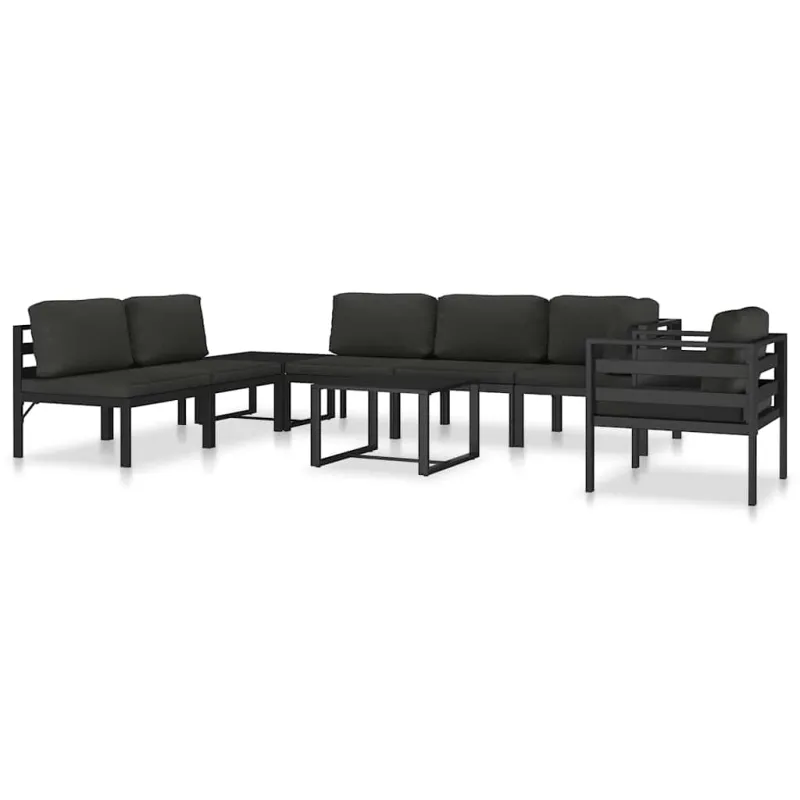 Vienvietė sofa su pagalvėlėmis, antracito spalvos, aliuminis