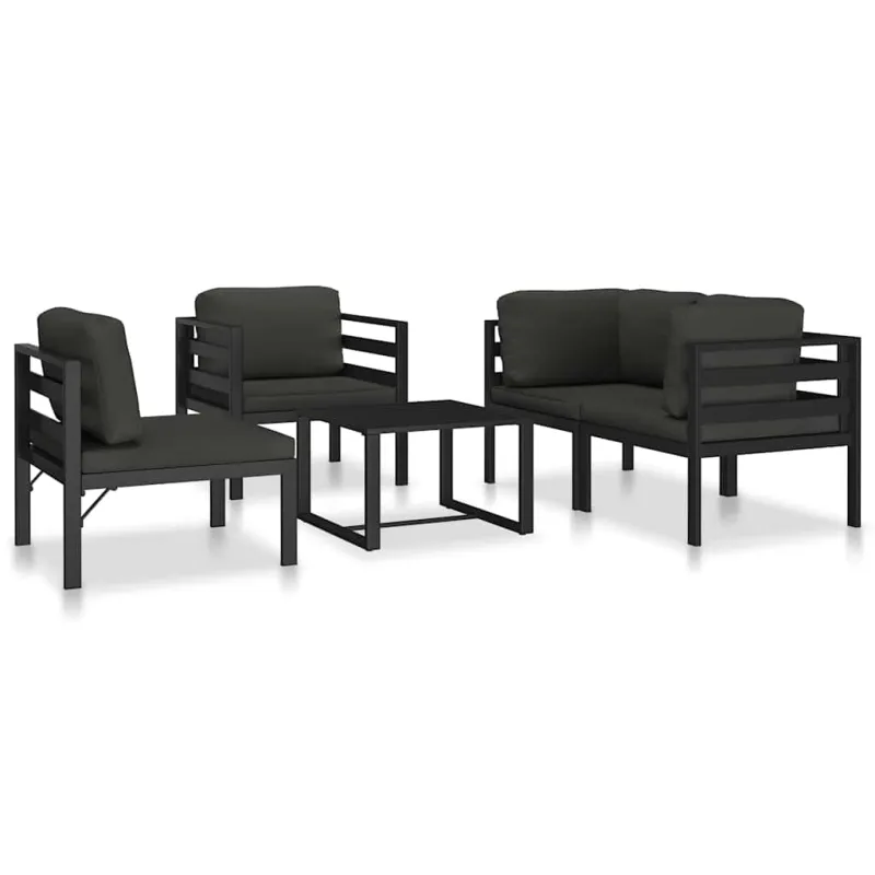 Vienvietė sofa su pagalvėlėmis, antracito spalvos, aliuminis