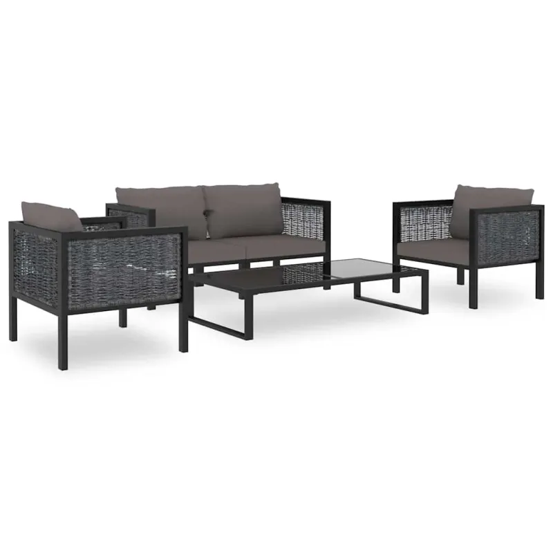 Modulinė kampinė sofa su porankiu kairėje, pilka, poliratanas