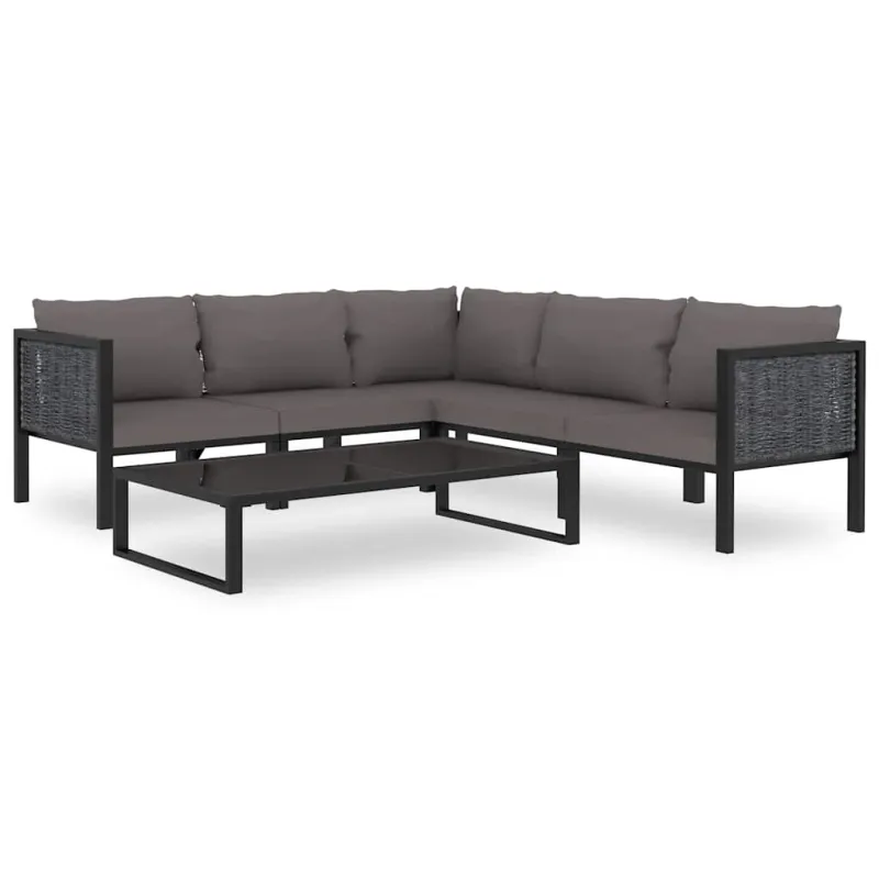 Modulinė kampinė sofa su porankiu kairėje, pilka, poliratanas