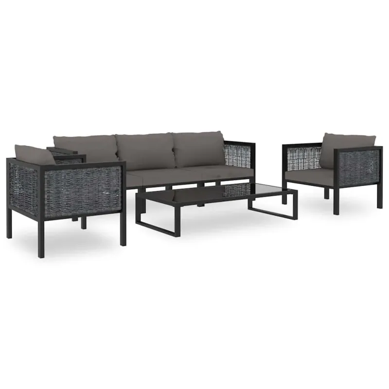Modulinė kampinė sofa su porankiu kairėje, pilka, poliratanas