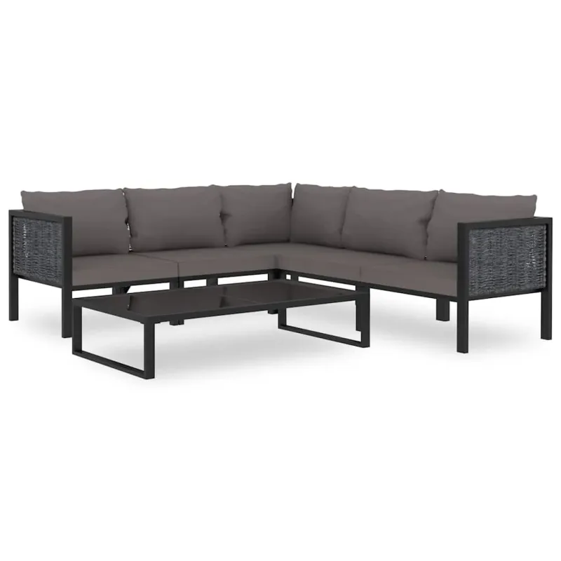 Modulinė kampinė sofa su porankiu kairėje, pilka, poliratanas