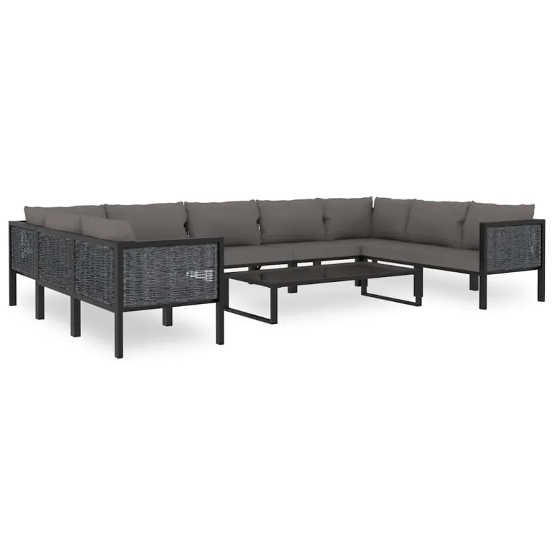 Modulinė kampinė sofa su porankiu kairėje, pilka, poliratanas