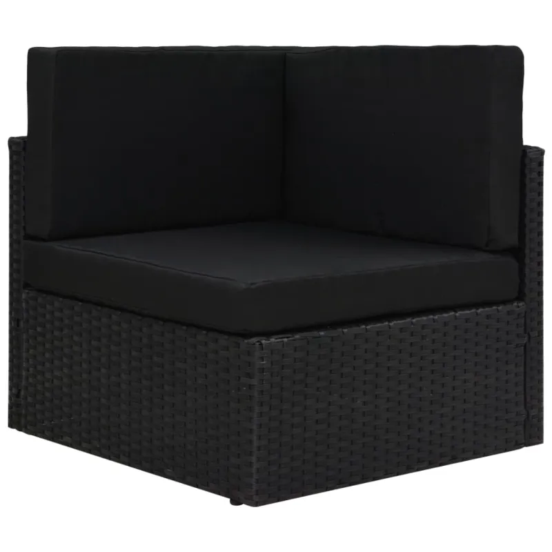 Modulinė kampinė sofa, juodos spalvos, poliratanas