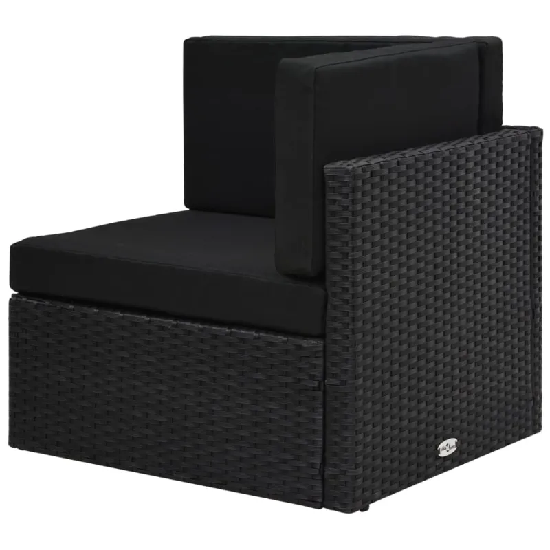Modulinė kampinė sofa, juodos spalvos, poliratanas